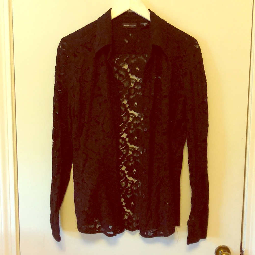 Black lace long sleeve blouse